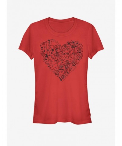 Disney Pixar Toy Story Group Doodle Heart Girls T-Shirt $8.72 T-Shirts