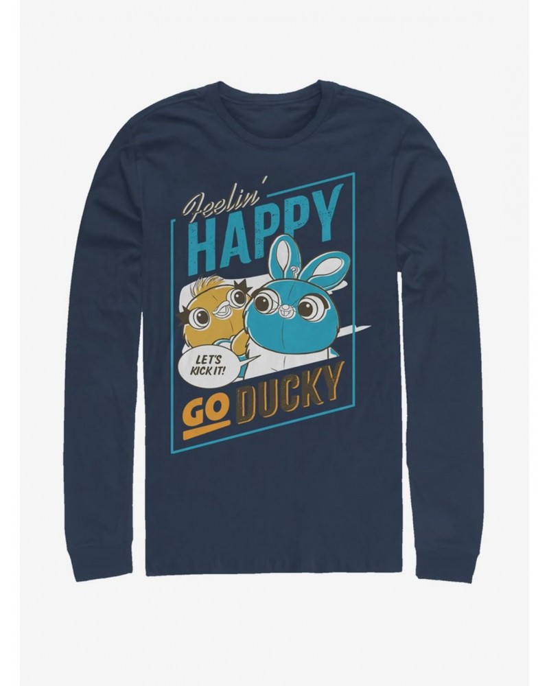 Disney Pixar Toy Story 4 Happy Go Ducky Navy Blue Long-Sleeve T-Shirt $7.83 T-Shirts