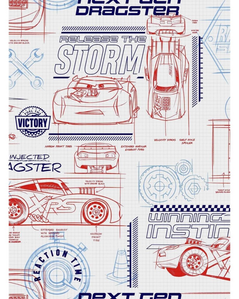 Disney Pixar Cars Red And White Schematic Peel & Stick Wallpaper $16.16 Wallpapers