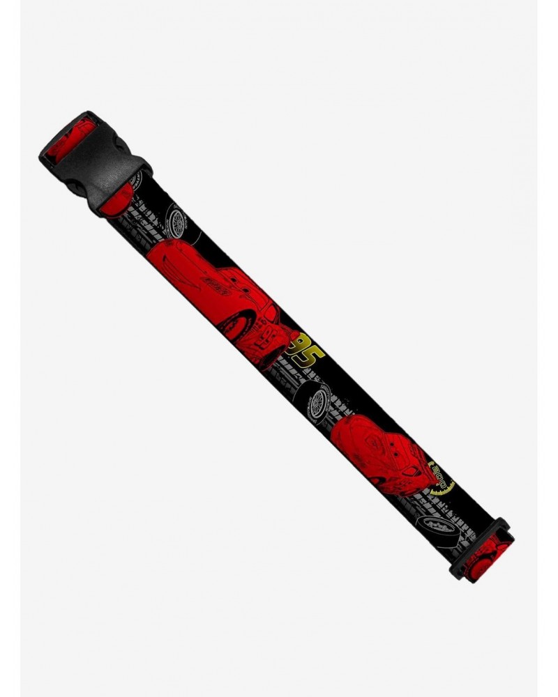 Disney Pixar Lightning Mcqueen Poses 95 Tread Black Gray Yellow Red Luggage Strap $6.27 Luggage Strap