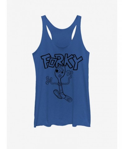 Disney Pixar Toy Story 4 Doodle Fork Girls Royal Blue Heathered Tank Top $7.98 Tops