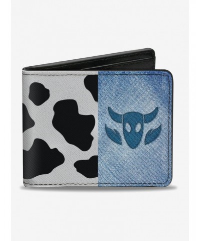 Disney Pixar Toy Story Woody Denim Cowboy Bull Icon Cow Print Bifold Wallet $7.73 Wallets