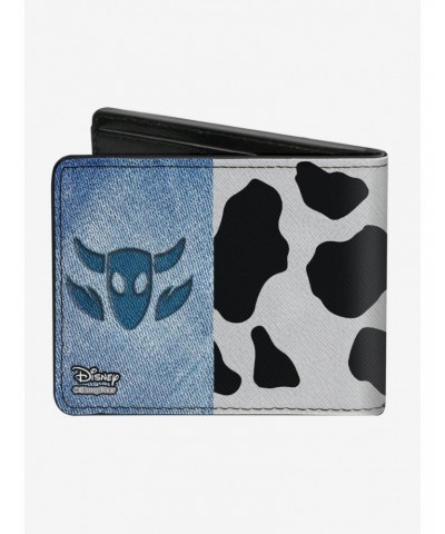 Disney Pixar Toy Story Woody Denim Cowboy Bull Icon Cow Print Bifold Wallet $7.73 Wallets