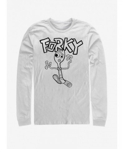 Disney Pixar Toy Story 4 Doodle Fork White Long-Sleeve T-Shirt $10.59 T-Shirts