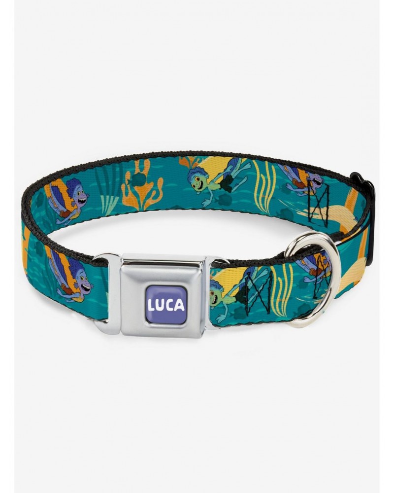 Luca and Alberto Sea Monsters Swimming Seatbelt Dog Collar $10.31 Pet Collars