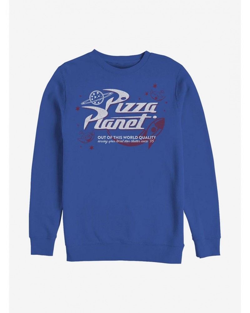 Disney Pixar Toy Story Retro Pizza Planet Crew Sweatshirt $10.85 Sweatshirts